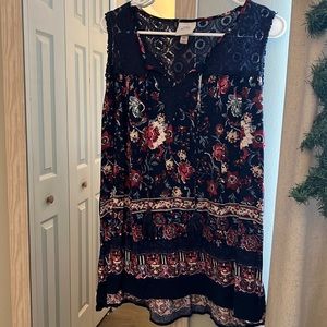 Blue Floral Sleeveless Top